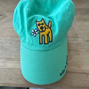 NWOT Life is good green yellow dog with Daisy baseball cap
